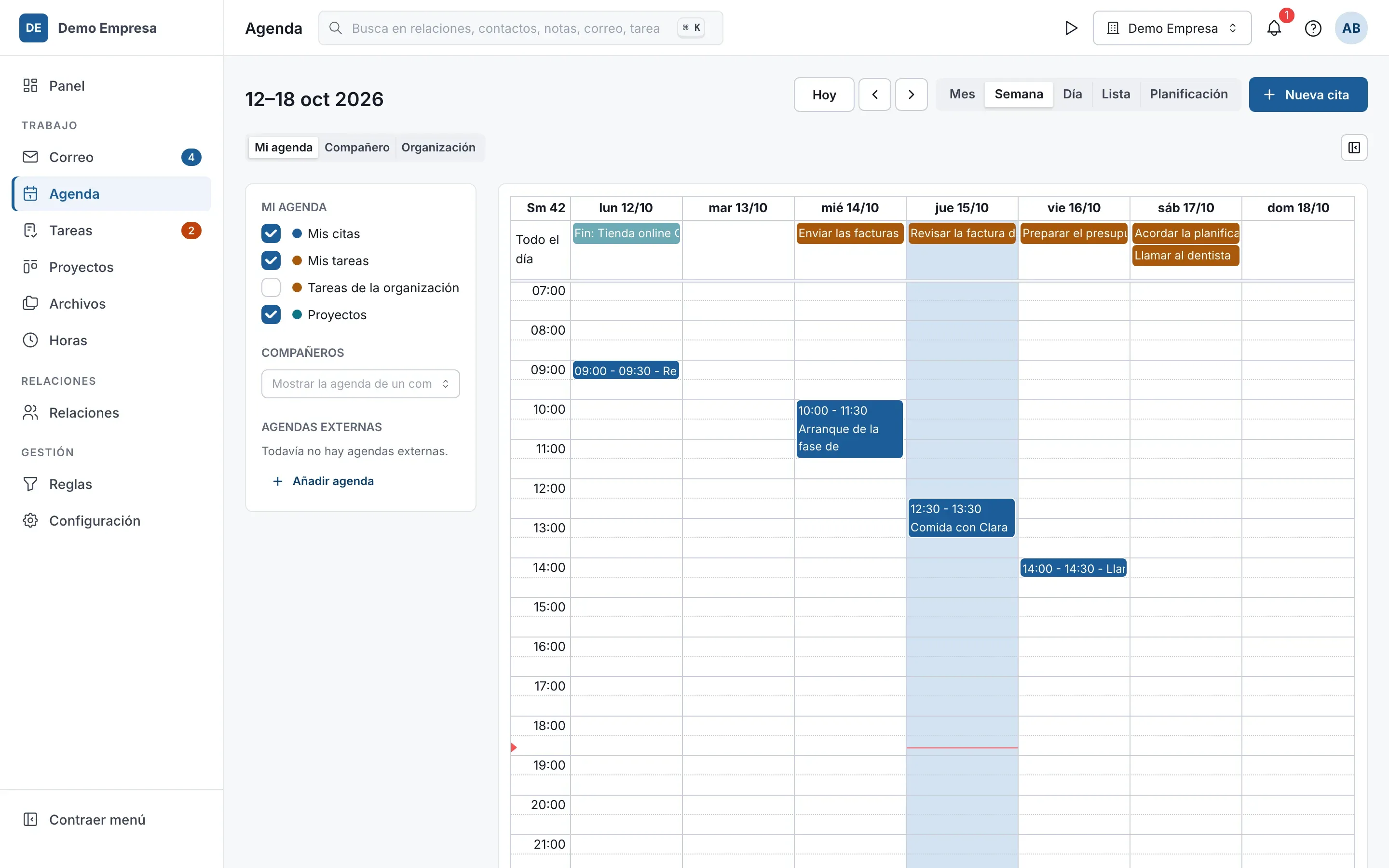 Agenda – Empresas