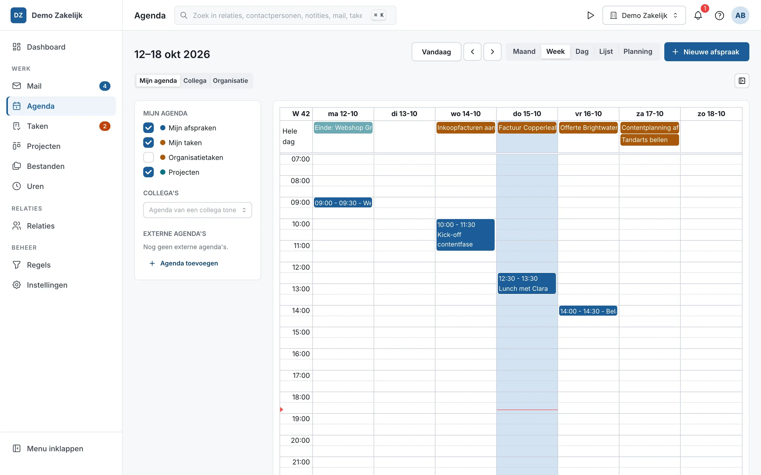 Agenda – Zakelijk