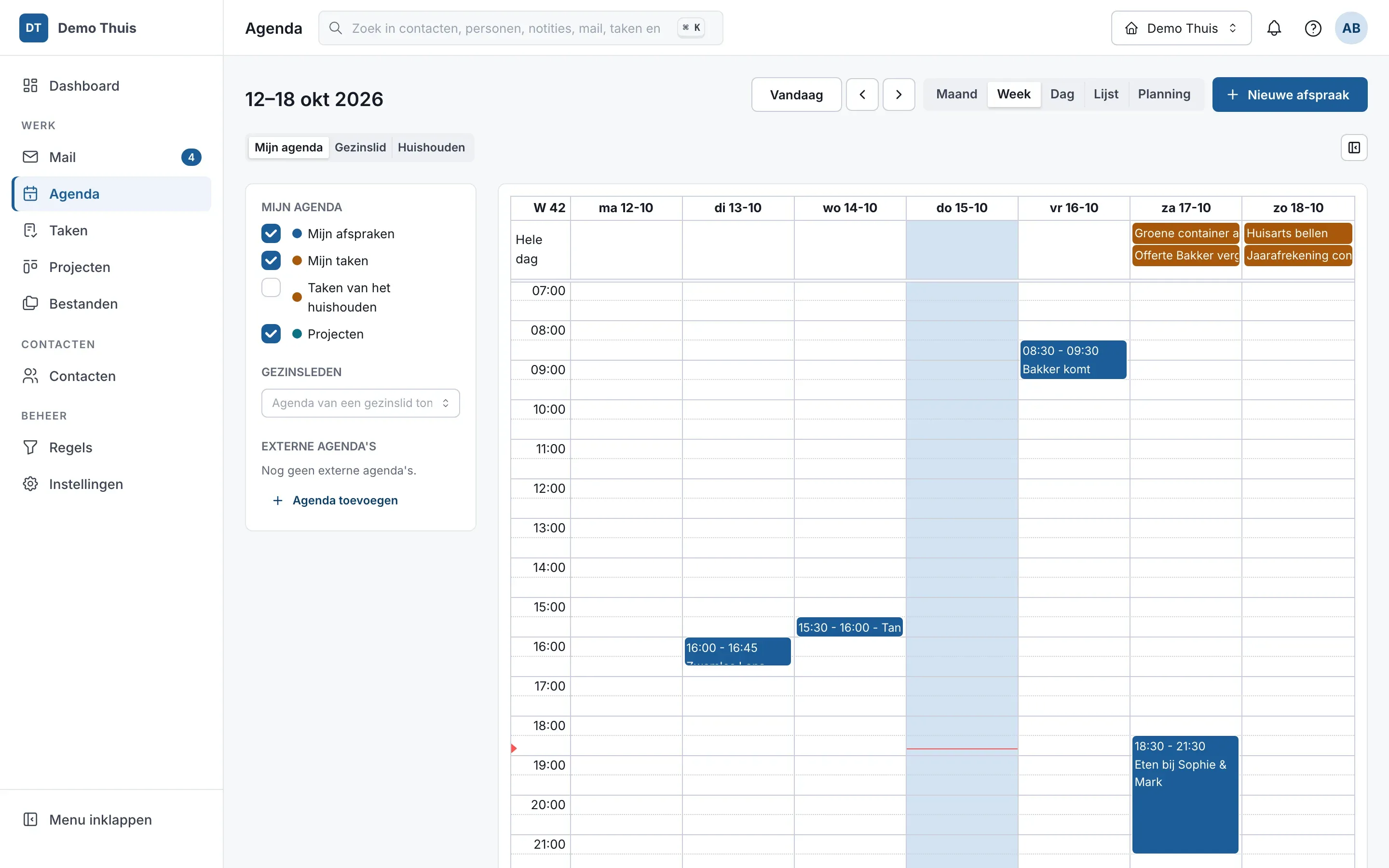 Agenda – Thuis